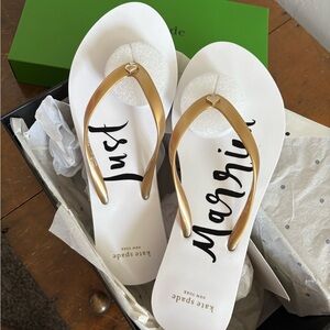 Kate Spade Gold and White Sandals Elegant Summer Style